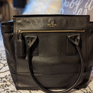 Kate Spade Black Linda Southport Avenue Leather Tote Pebbled Satchel Large